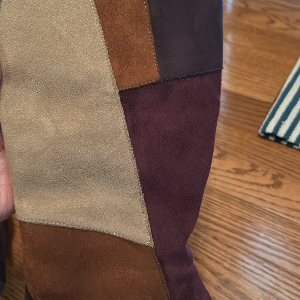 Women’s patchwork suede like knee boots, sz 6.5 - Picture 3 of 4